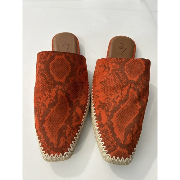 27 EDIT Naturalizer Candice Snake Print Orange Python Slip On Mules Size 9 - Picture 4 of 8